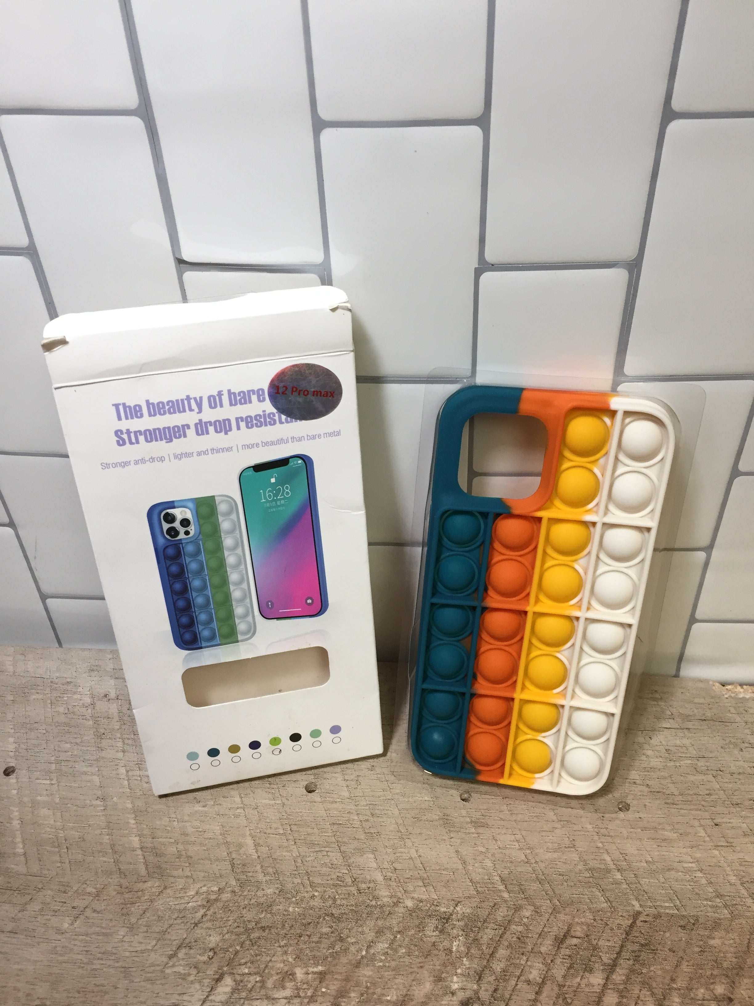 Push Pop Phone Case Bubble Sensory Toy Rainbow Soft Case for iPhone 12 G-yellow (6975963136183)
